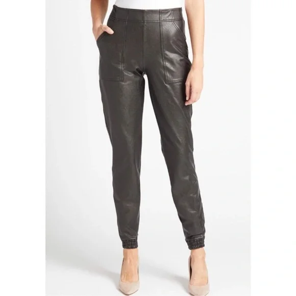 SPANX black faux leather shaping jogger S - Picture 1 of 7
